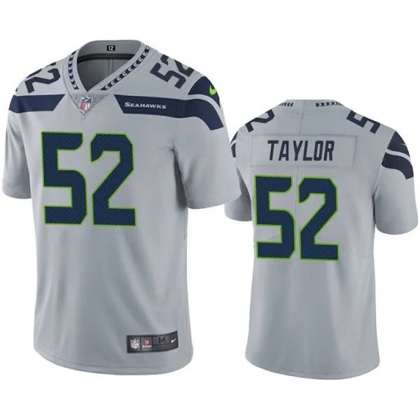 Men Seattle Seahawks #52 Darrell Taylor Nike Grey Vapor Limited NFL Jersey